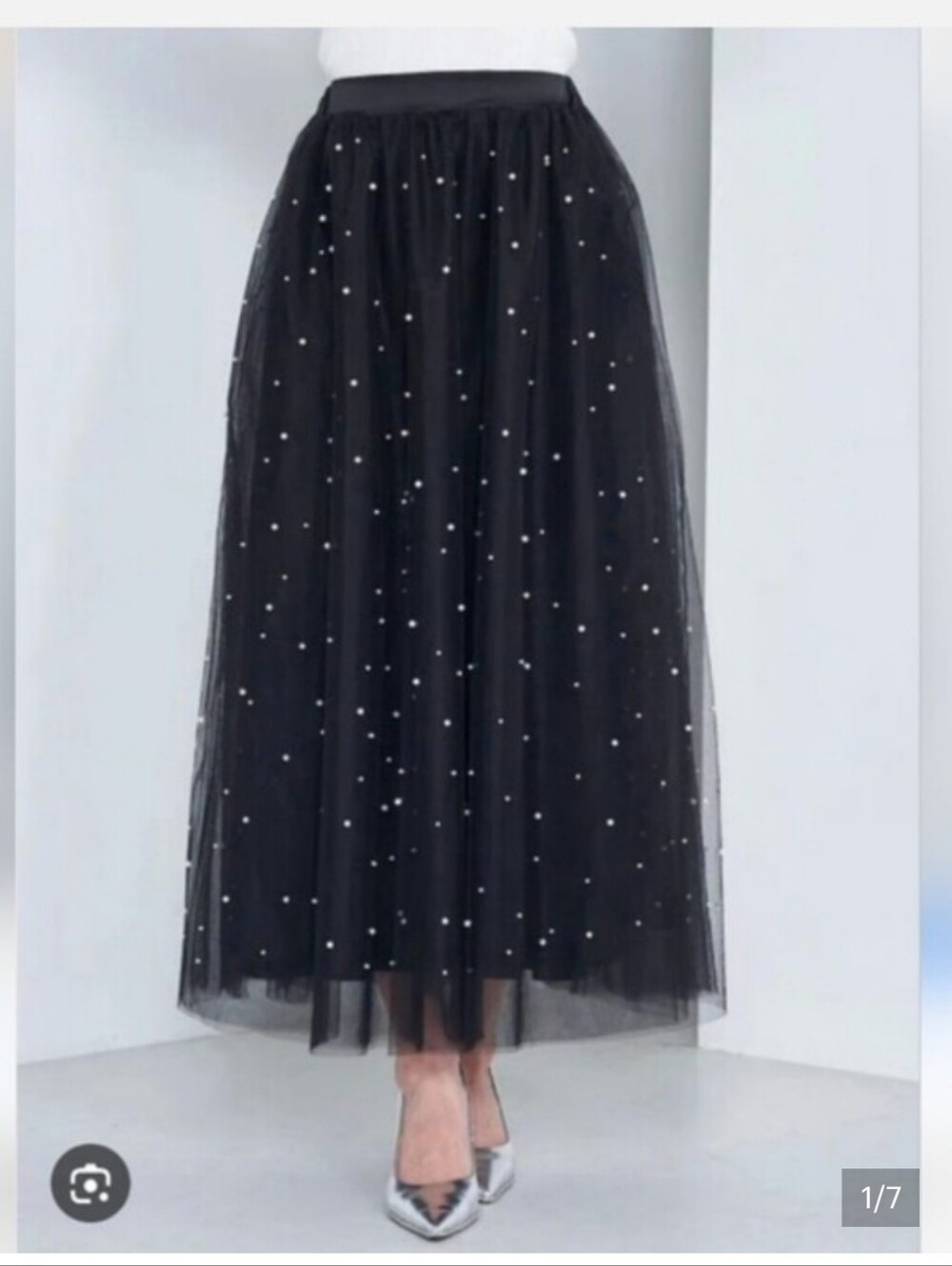 Jon & Anna Black &White Faux Pearl Tulle Skirt NWT sz L
